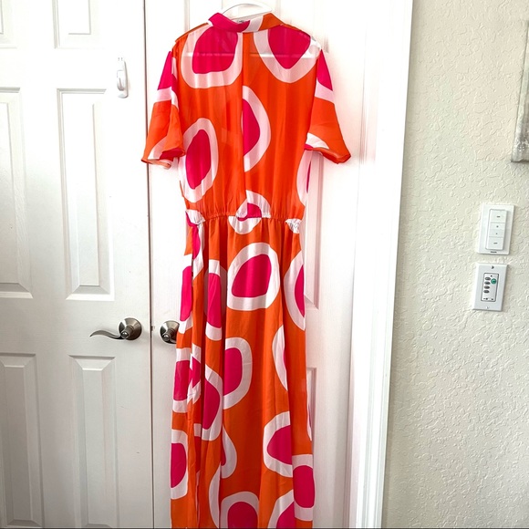 Gretchen Scott Panache  Maxi Dress Orange Pink Size L - Picture 5 of 7